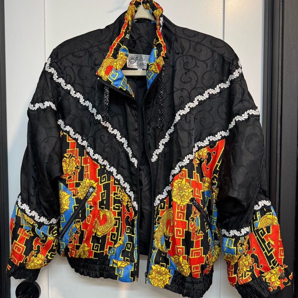 Vintage Giacca Black, Red & Blue Windbreaker Zip Up Jacket